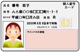 マイナンバー個人カード（表面）