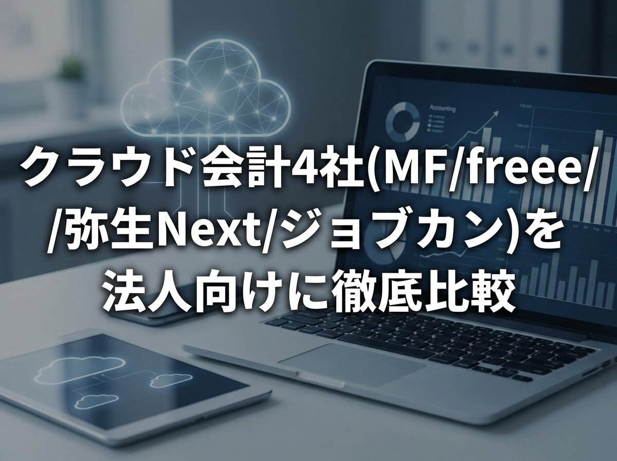 クラウド会計4社(MFクラウド/freee/弥生Next/ジョブカン)を法人向けに徹底比較